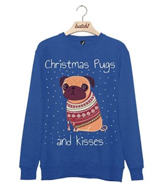 Batch1 Christmas Pugs and Kisses Novelty Fashion Xmas Kids Festive Sweatshirt