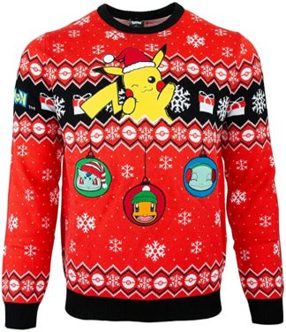 Vanilla Inc Children Knitted Xmas Pokemon Go Christmas Kids Boys Girls Dancing Pikachu Novelty Jumper Poke Ball Sweater Electric Shock Santa Size Top Age 5-13 