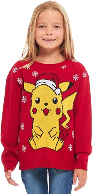 Mens Womens Kids Unisex Xmas Christmas Pokemon Pikachu Knitted Christmas Jumper 