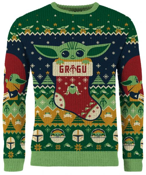 Official Star Wars Boba Fett Nordic Christmas Jumper/Ugly Sweater UK L/US M Green 